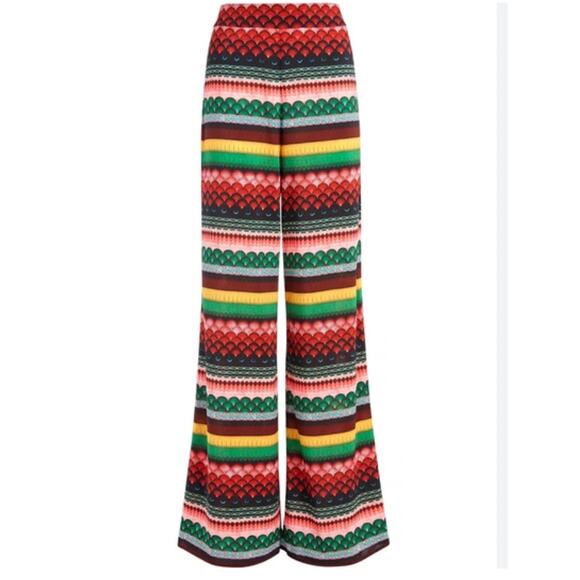 Alice + Olivia Athena Multi-Stripe Geo Wide-Leg Pants Size 10 - Picture 15 of 16